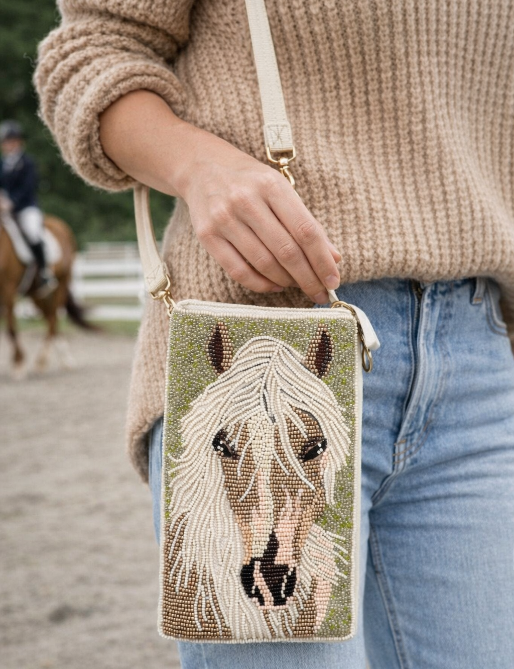 Hand-Beaded Club Horse Bag