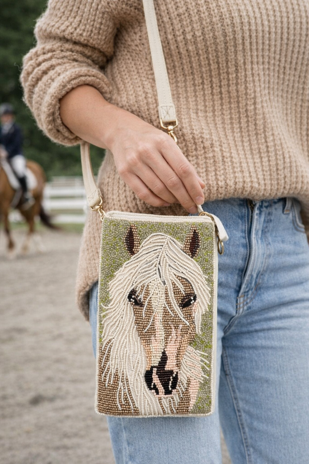 Hand-Beaded Club Horse Bag