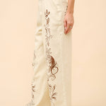 Embroidered Twill Mid Rise Loose Jeans