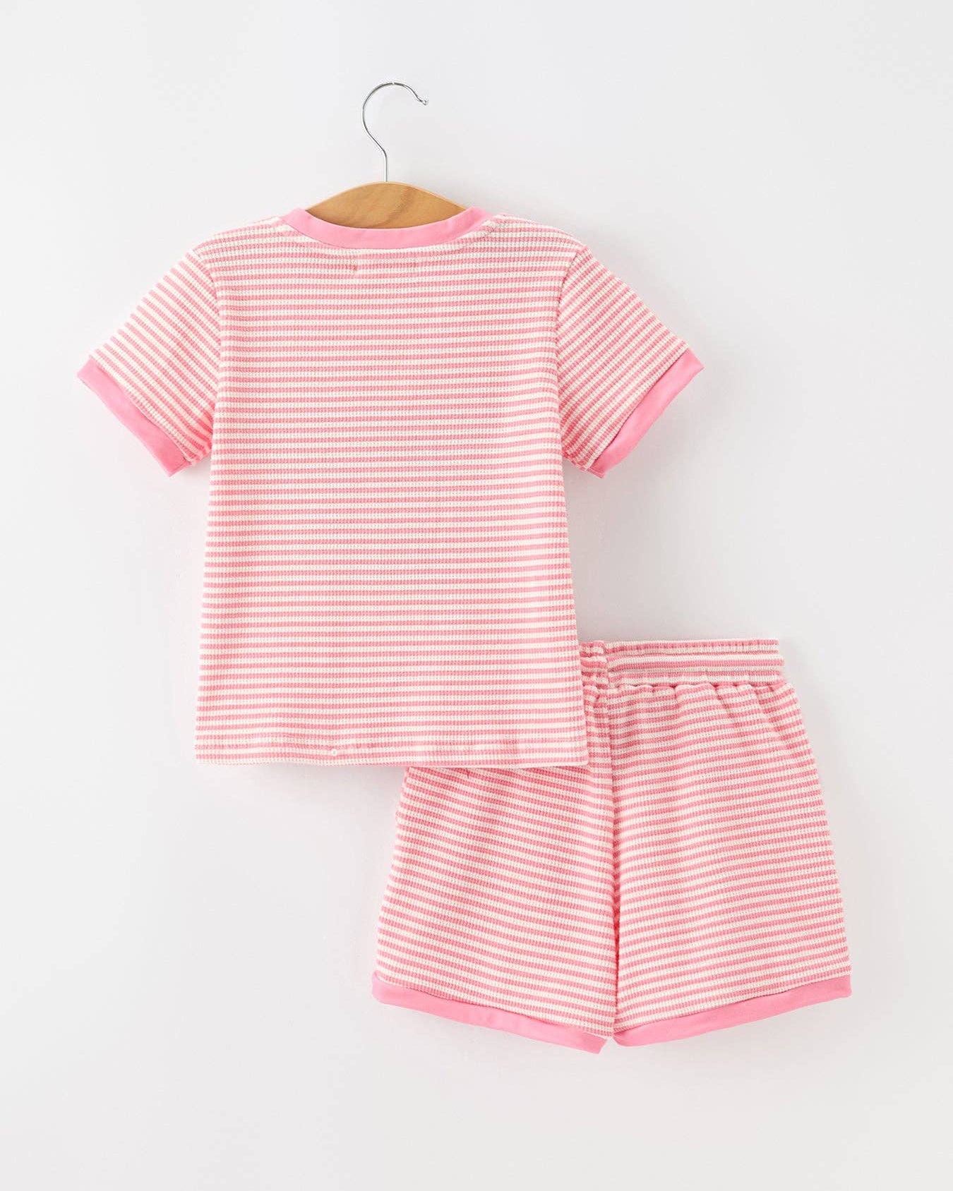Horse Girl Pink Striped Shirt & Shorts Set
