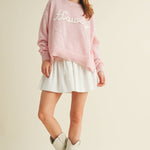 Howdy Pink Embroidered Knit Sweater