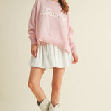 Howdy Pink Embroidered Knit Sweater