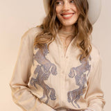 Wild Grace Horse Embroidered Blouse