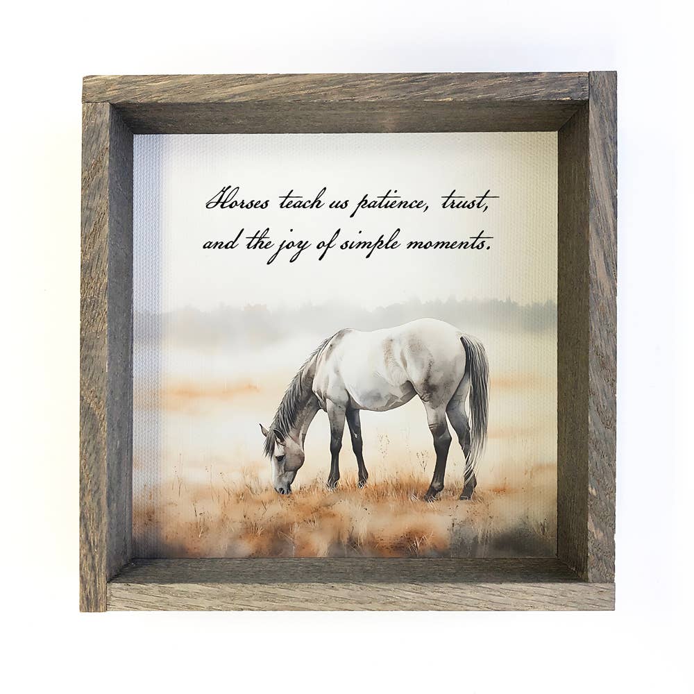 What Horses Teach Us Framed Art 11x11" Art with Wood Box Frame