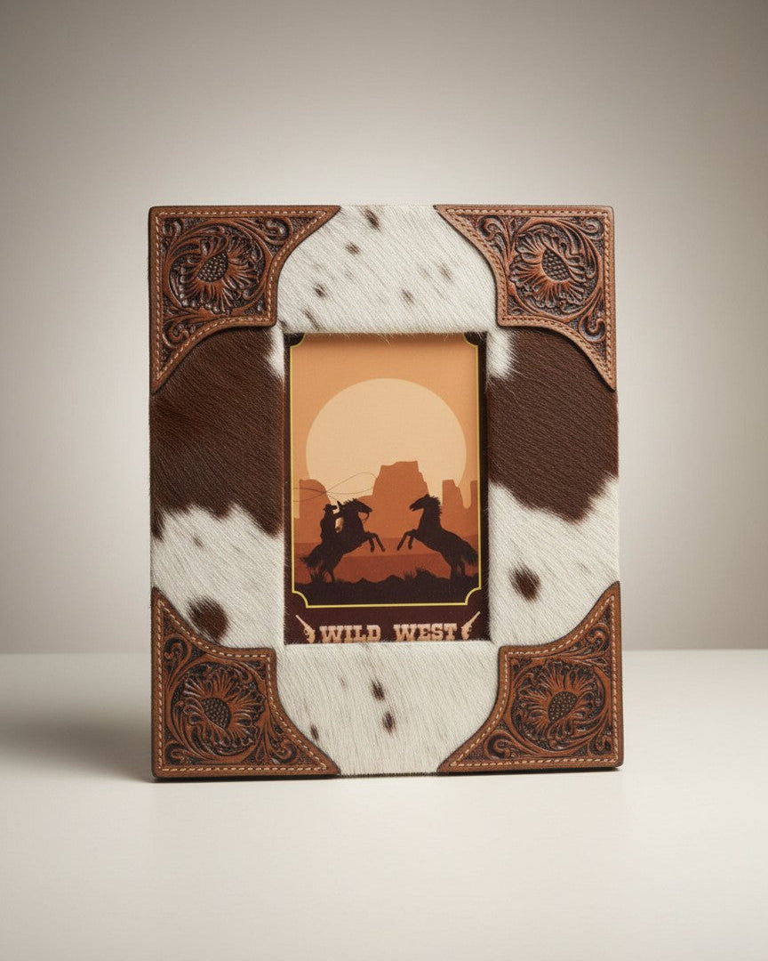 Saddle Ridge Cowhide Tooled Frame