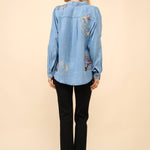 Western Motif Embroidered Tencel Shirt
