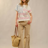 American Cowgirl Embroidered Crewneck Top