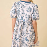 Vintage Horse Toile Print Denim Mini Dress Main Strip