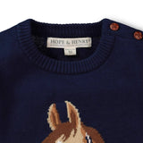 horse intarsia sweater (navy)