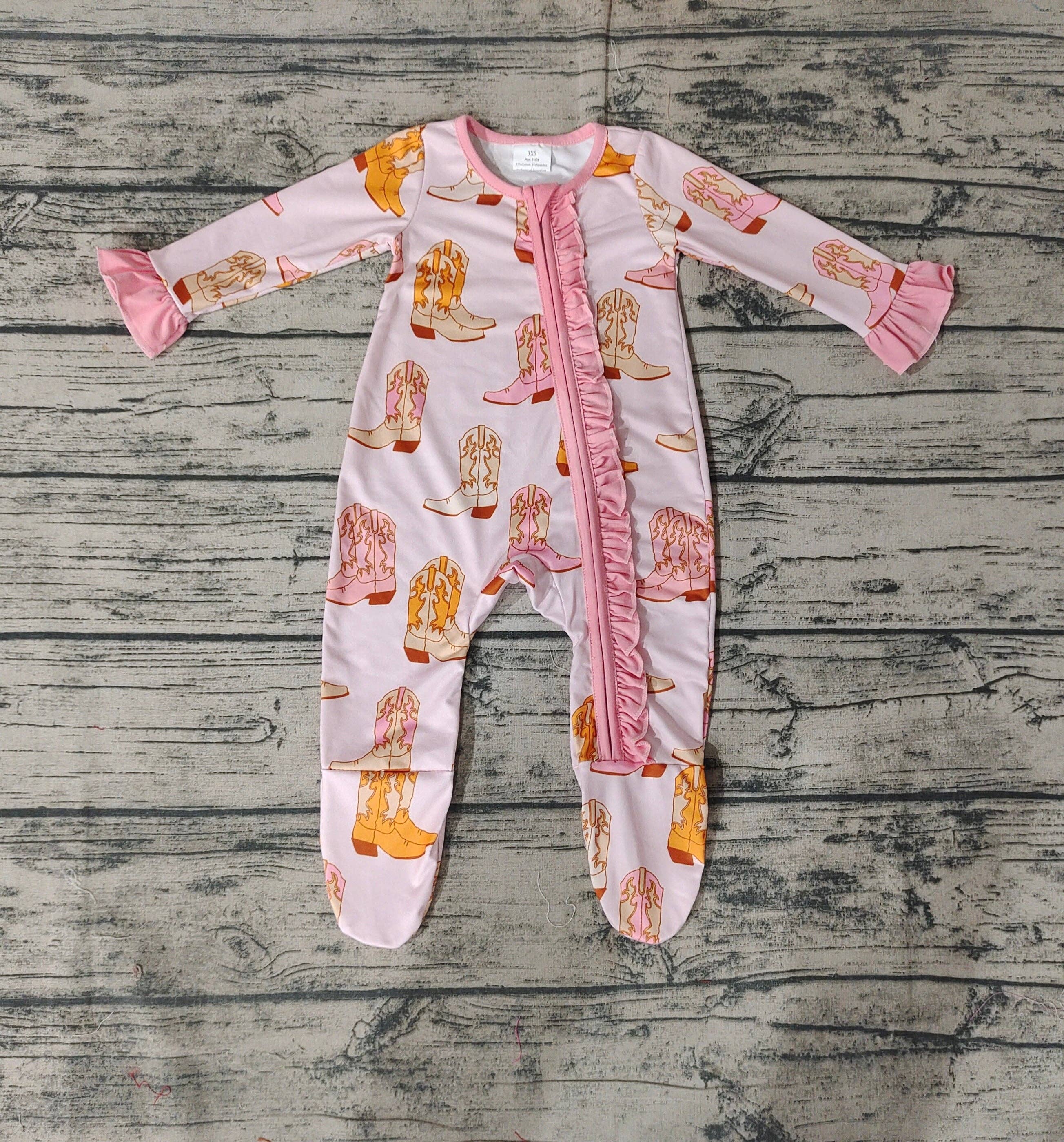 Pink Boots Little Cowgirl Romper