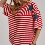 Red White & Ride Waffle Knit Top