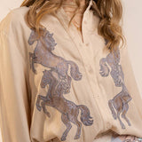 Wild Grace Horse Embroidered Blouse