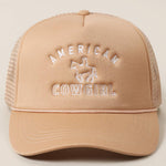 american cowgirl trucker hat Latte