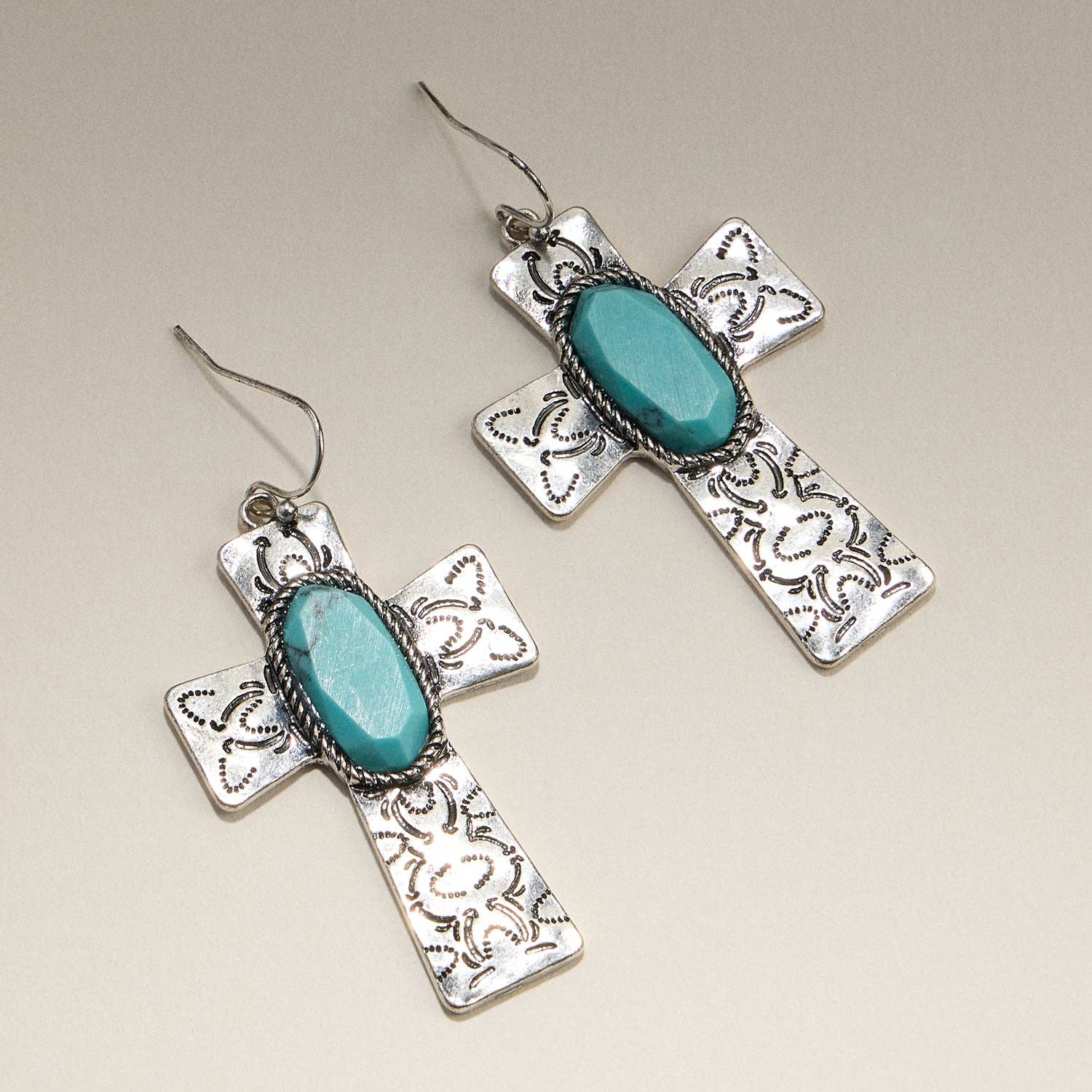 Turquoise Cross Drop Earrings