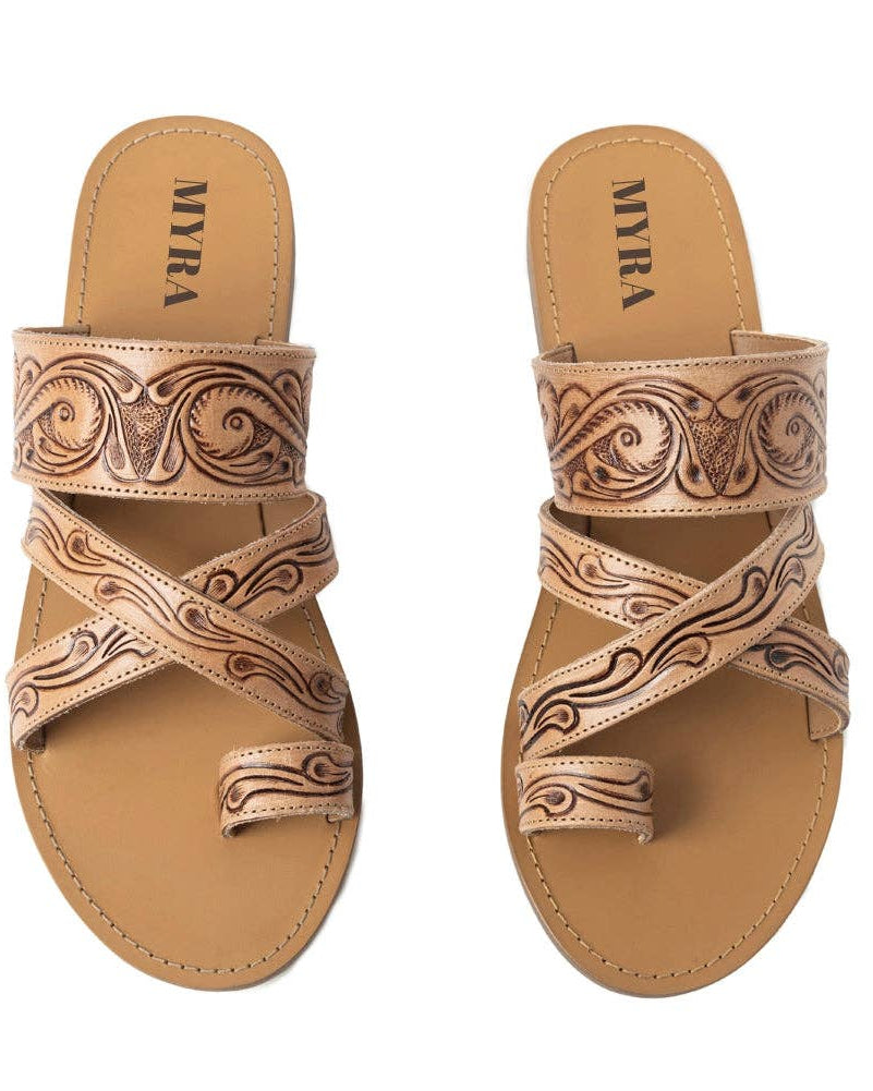 Western Scroll Hand-Tooled Leather Sandals