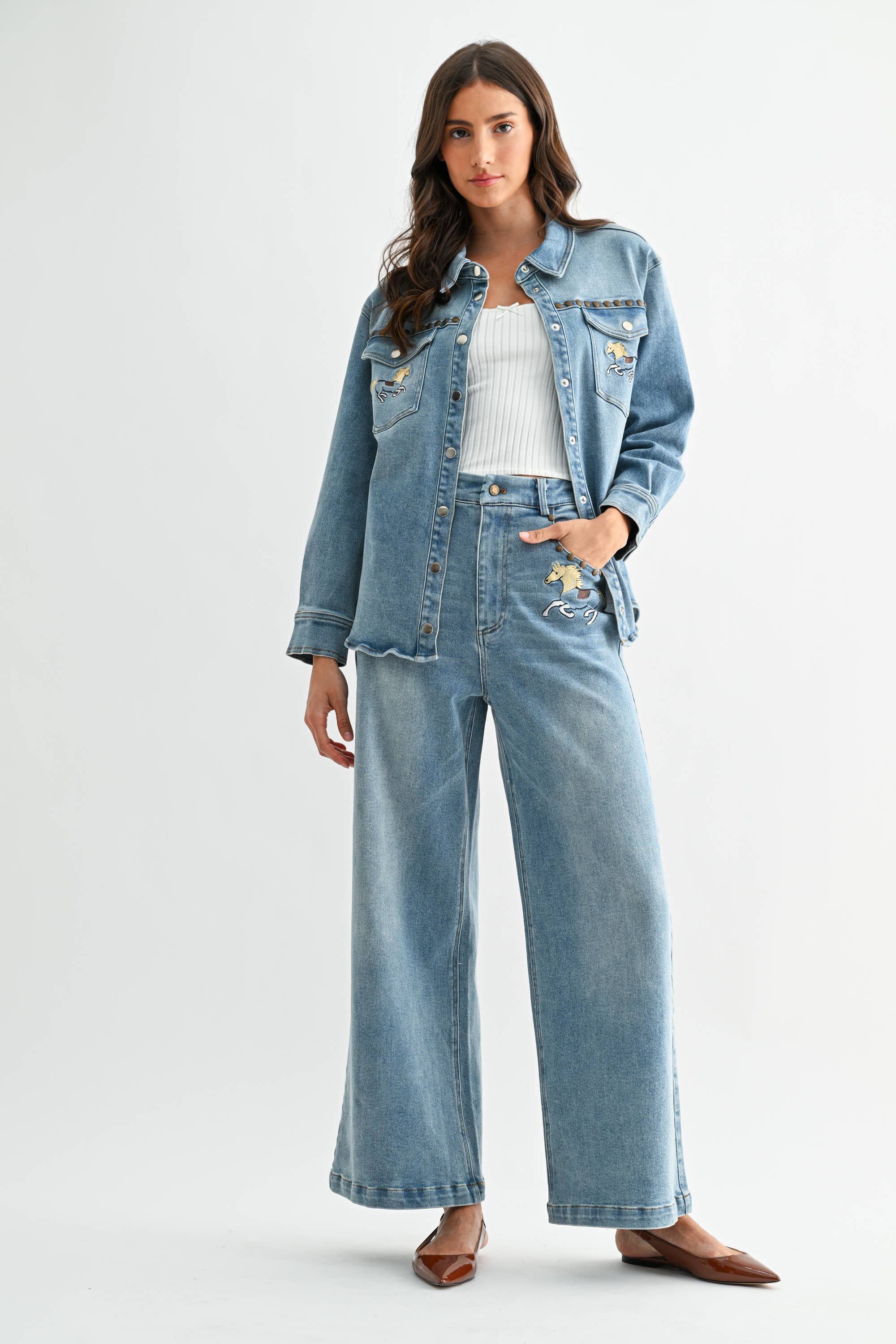 Horse Studded Denim Jacket