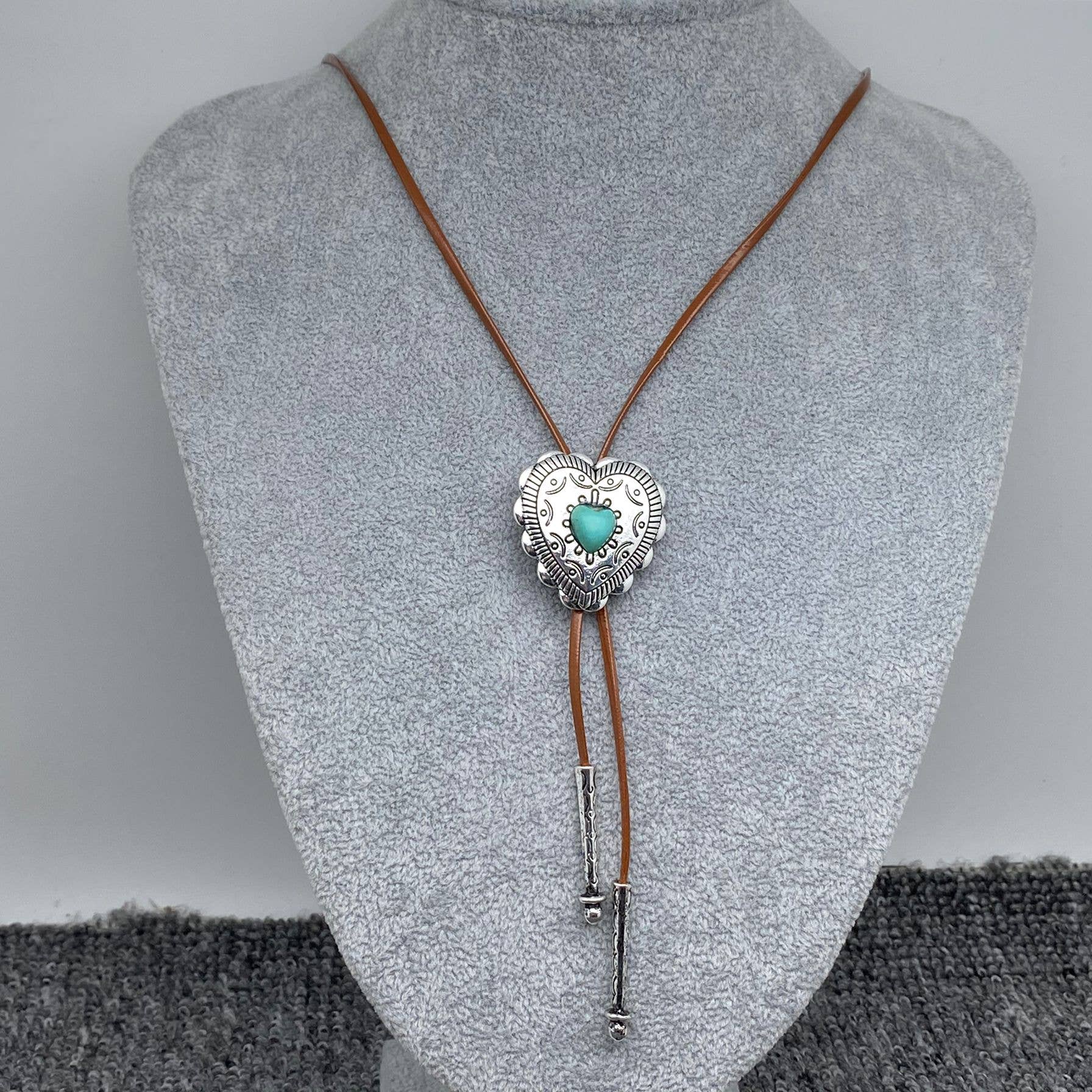 Turquoise Heart Necklace Bolo Tie
