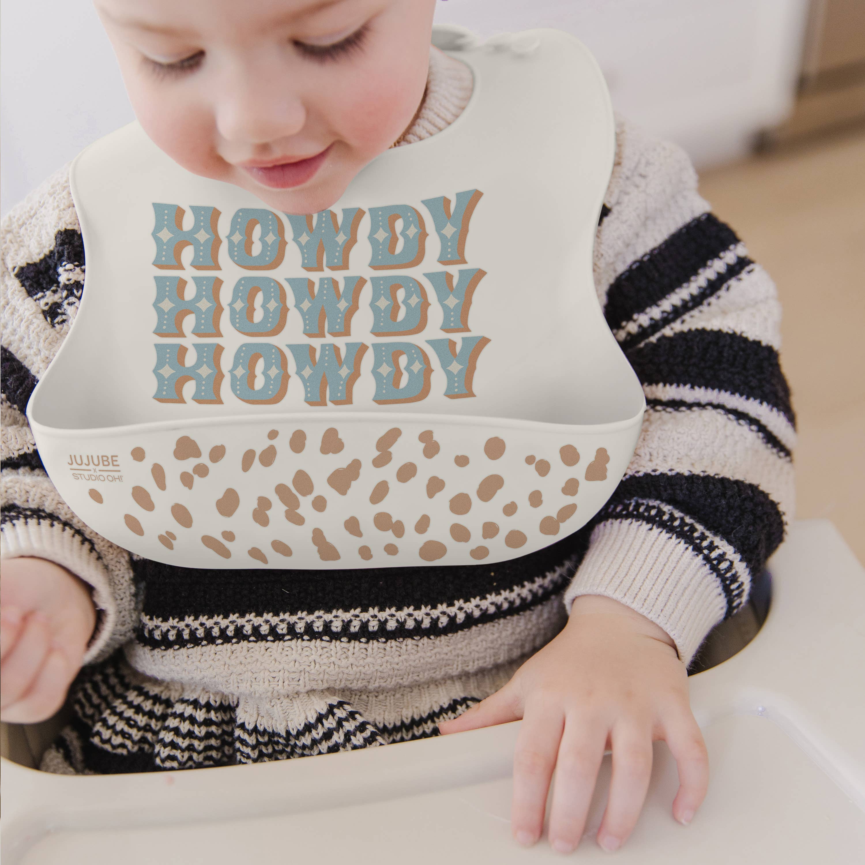 Howdy Partner Blue Silicone Bib