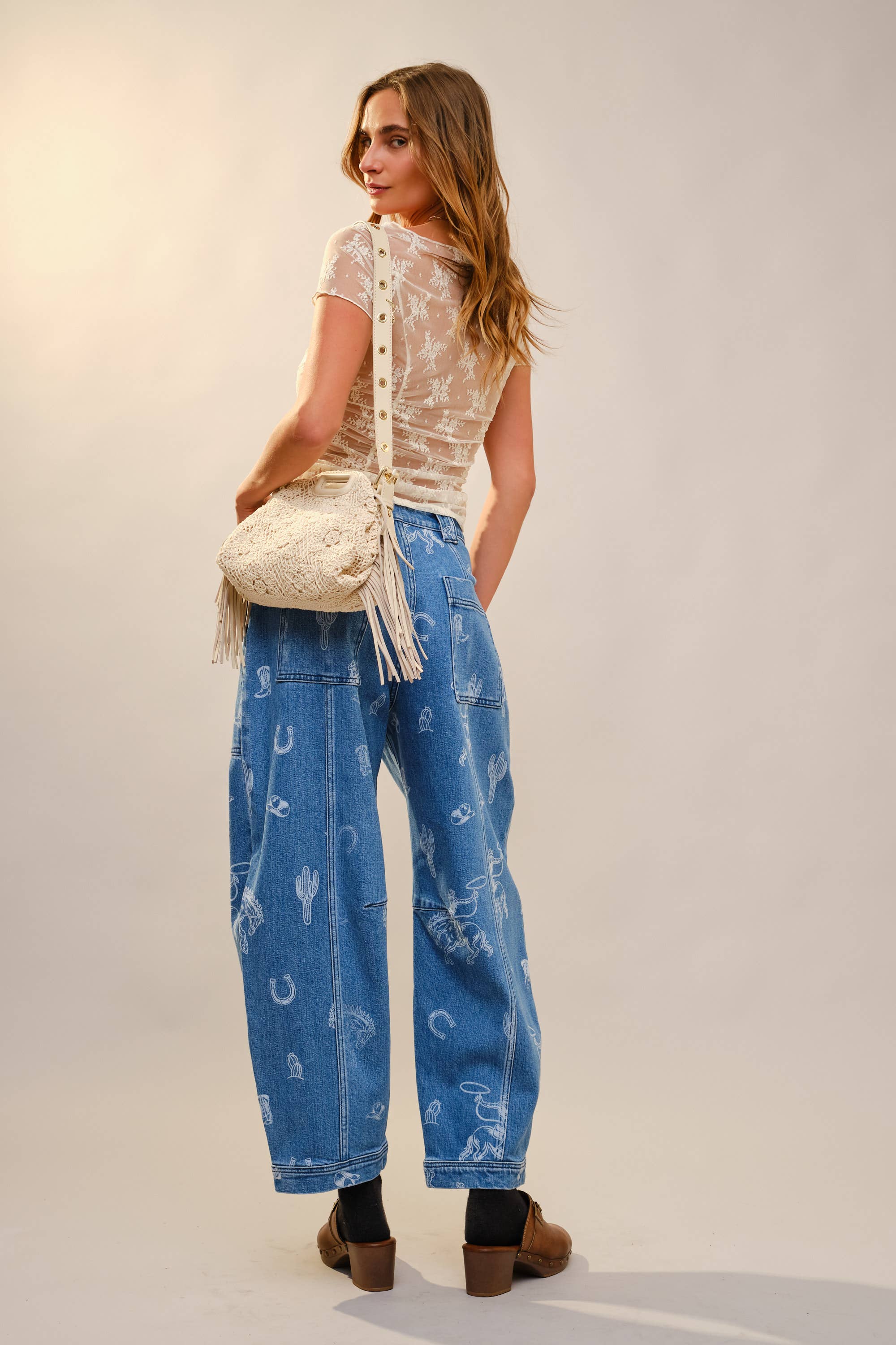 Western Barrel Leg Denim Jean