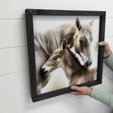 mama horse and baby foal art