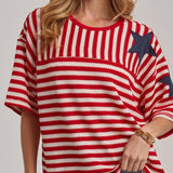 Red White & Ride Waffle Knit Top