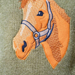 olive horse embroidered sweater
