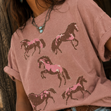 Wild Horses Mauve Mineral-Washed T-Shirt