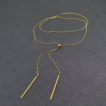 Gold Lariat Necklace Bolo Tie