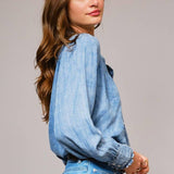 Dolly Denim Ruffle Blouse