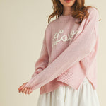 Howdy Pink Embroidered Knit Sweater