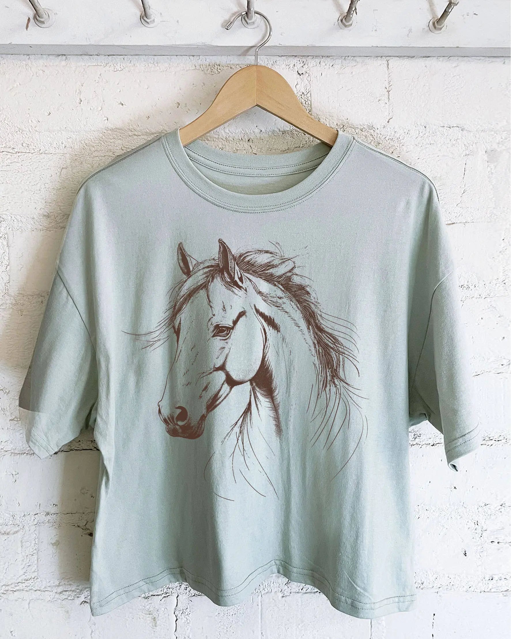 HORSE SKETCH GRAPHIC LONG CROP TOP Faire - Rustee Clothing