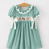 Horse Smocked Mint Plaid Dress