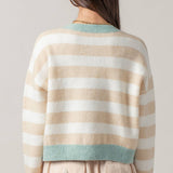 Horse Country Striped Cardigan (Aqua)