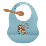 yeehaw bib & spoon set (blue)