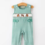 Horse Green Plaid Baby Romper
