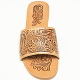 Western Sunflower Tooled Leather Sandals