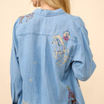 Western Motif Embroidered Tencel Shirt