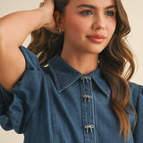 lasso bow denim dress