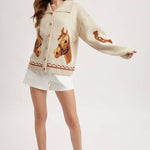 Horse & Horseshoe Button Cardigan (Cream)