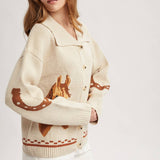 Horse & Horseshoe Button Cardigan (Cream)