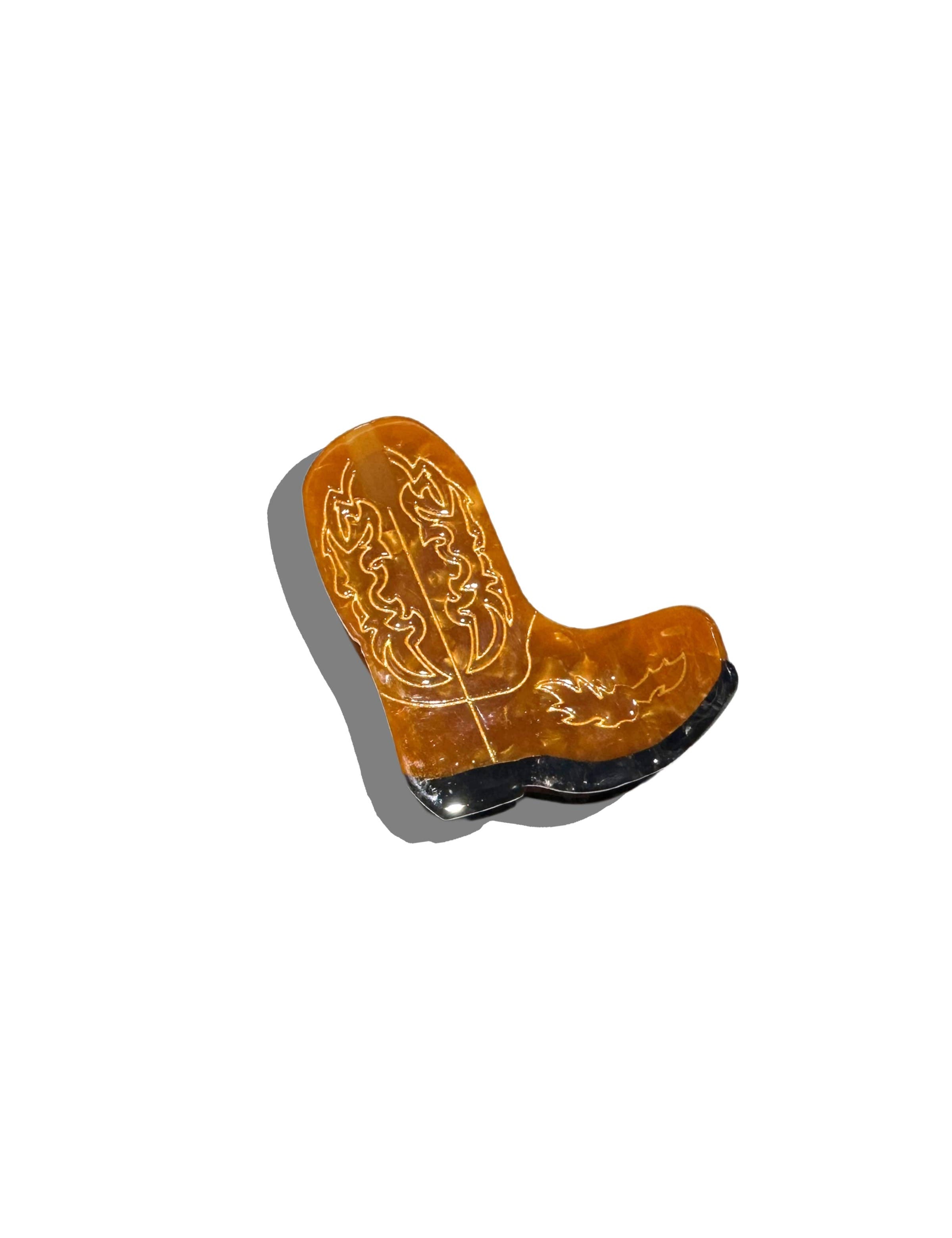 Hand-painted Western Cowboy Boot Claw Hair Clip | Eco Brown