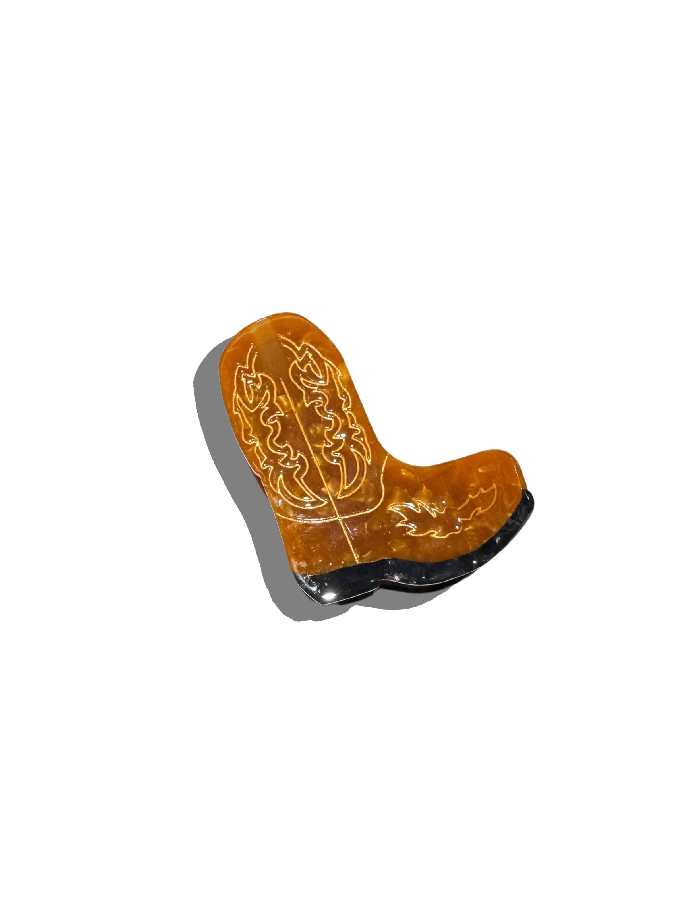 Hand-Painted Boot Hair Clip Brown