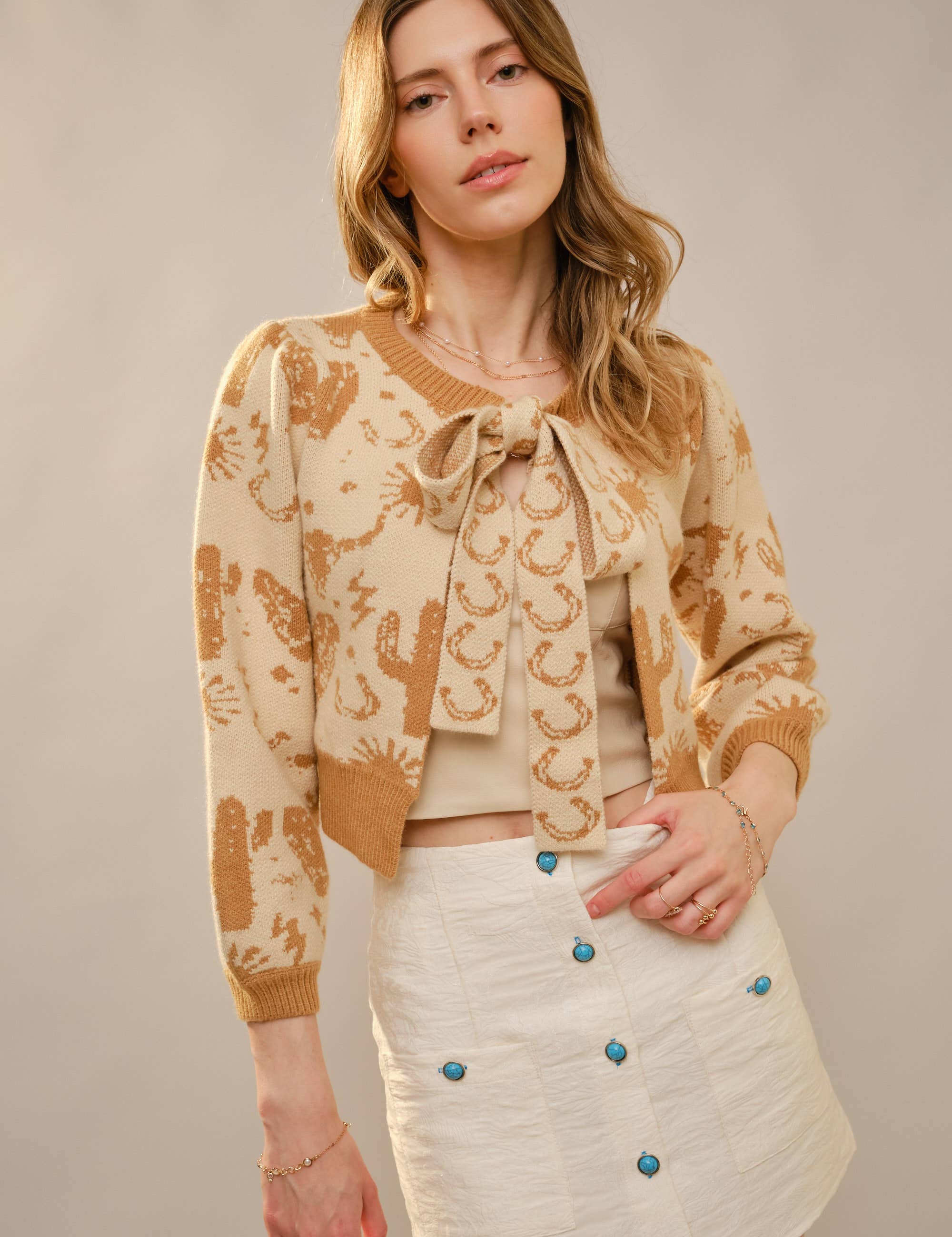 Horseshoe Tie Front Cardigan