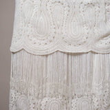 Lace Fringe Tiered Maxi Skirt
