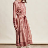 Cowgirl Embroidered Dress in Dusty Rose