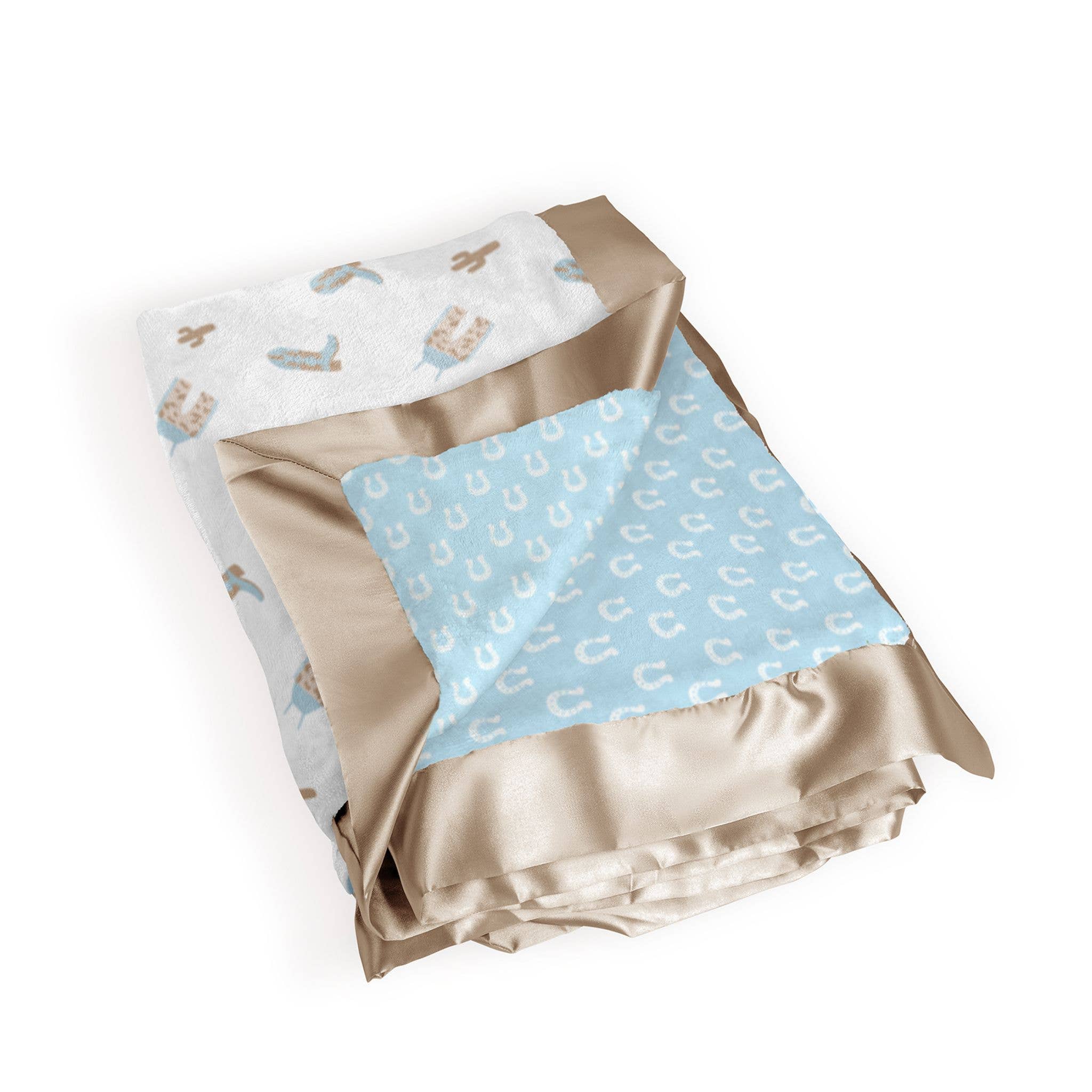 Reversible Howdy Blue Baby Blanket