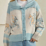 Whimsy Hooves Knit Cardigan (Sky Blue)