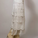 Lace Fringe Tiered Maxi Skirt