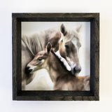 mama horse and baby foal art