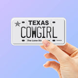 cowgirl texas license plate sticker